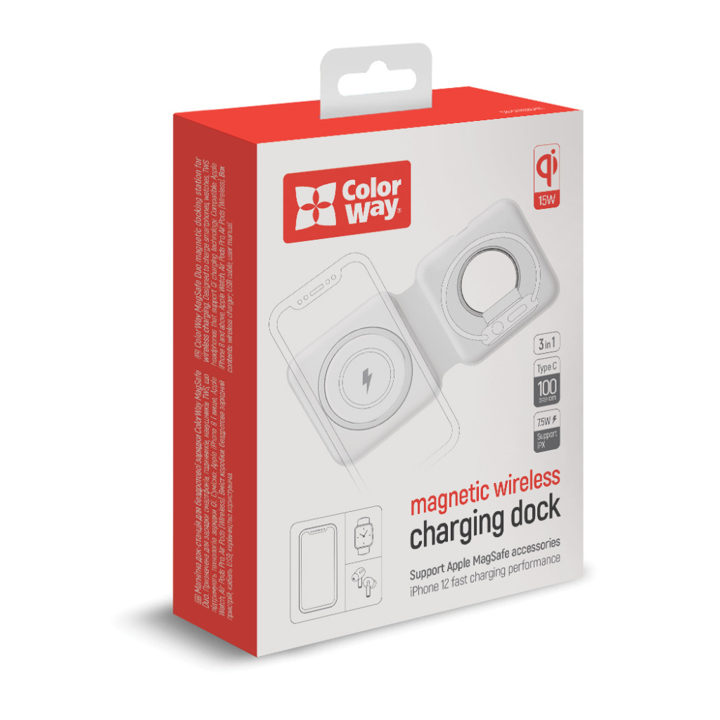 Зарядний пристрій ColorWay MagSafe Duo Charger 15W for iPhone (White) (CW-CHW32Q-WT) зображення 3