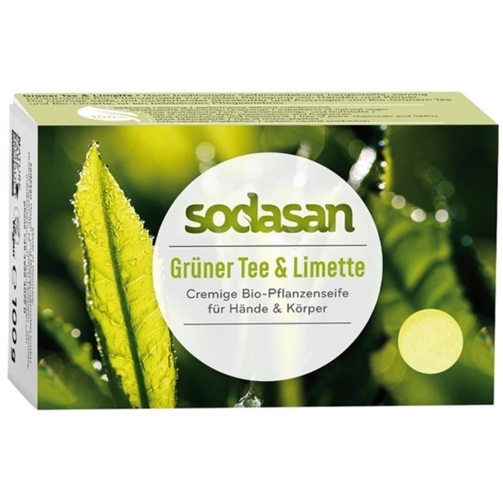 Твердое мыло Sodasan органическое антибактериальное Зеленый чай-Лайм 100 г (4019886190152)