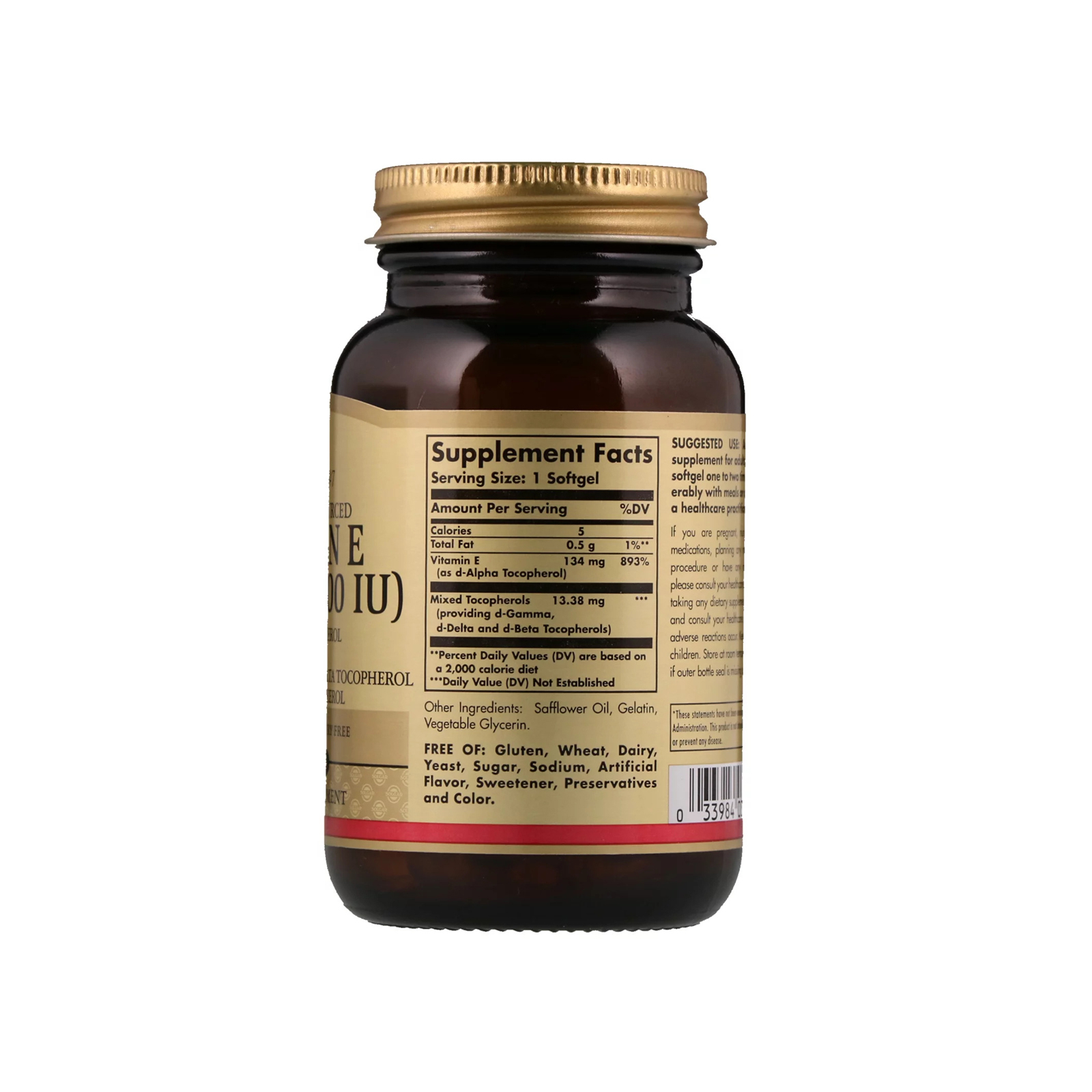 Вітамін Solgar Вітамін Е, 134 мг (200 IU), d-Alpha Tocopherol & Mixed Tocop (SOL-03501) зображення 2