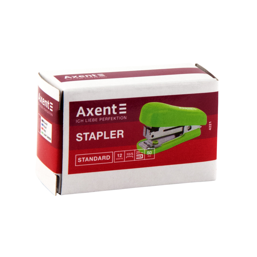 Степлер Axent Standard No. 10/5, 12 sheets, Light green (4221-09-A) изображение 4