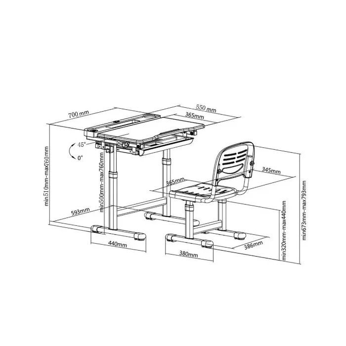 Парта со стулом Cubby Vanda Grey (222012) изображение 8