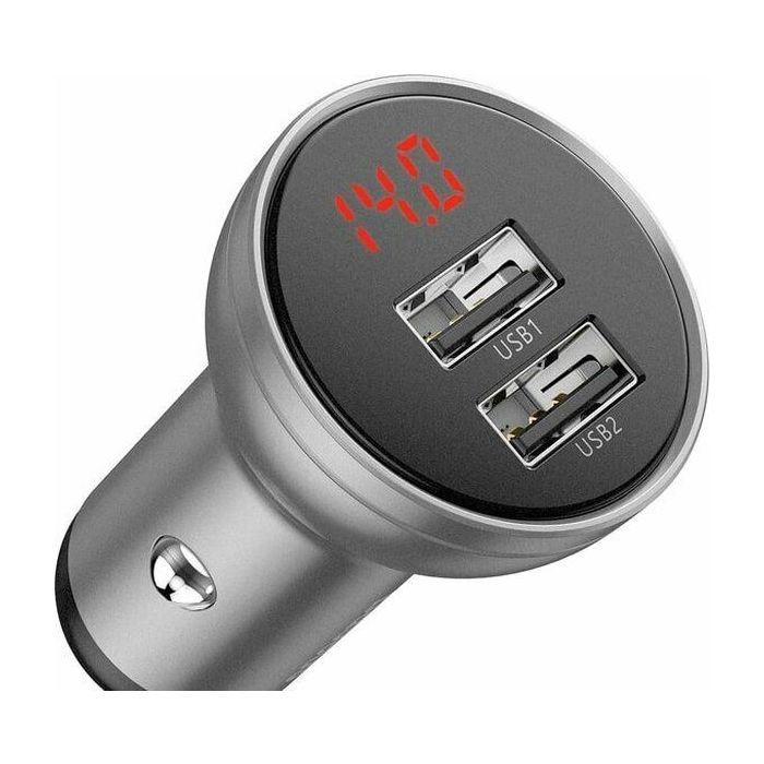 Зарядний пристрій Baseus Digital Display Dual USB 4.8A 24W silver (CCBX-0S) зображення 3