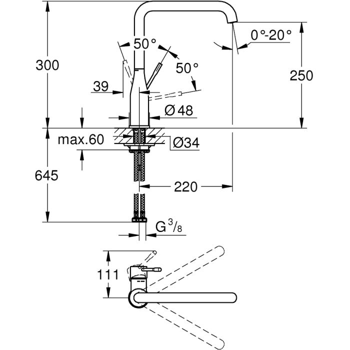 Смеситель Grohe ACCENT OHM L ХРОМ (30423000) изображение 3