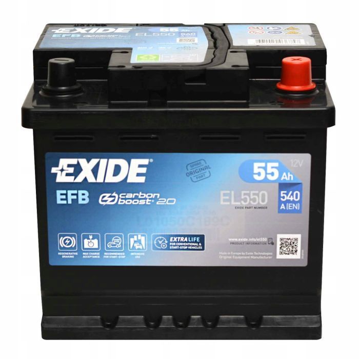Аккумулятор автомобильный EXIDE START-STOP EFB 55A (EL550) изображение 2