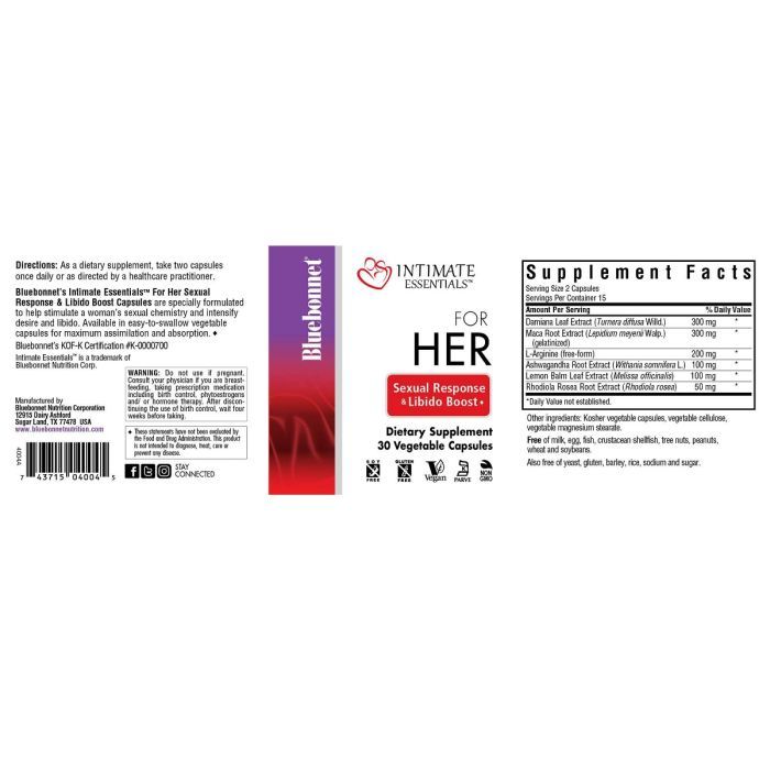 Вітамінно-мінеральний комплекс Bluebonnet Nutrition Комплекс Для Неї, Intimate Essentials For Her Sexual Respons (BLB4006) зображення 2