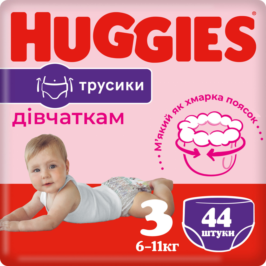 Підгузки Huggies Pants 3 Mega (6-11кг) для дівчаток 58 шт (5029053547480)