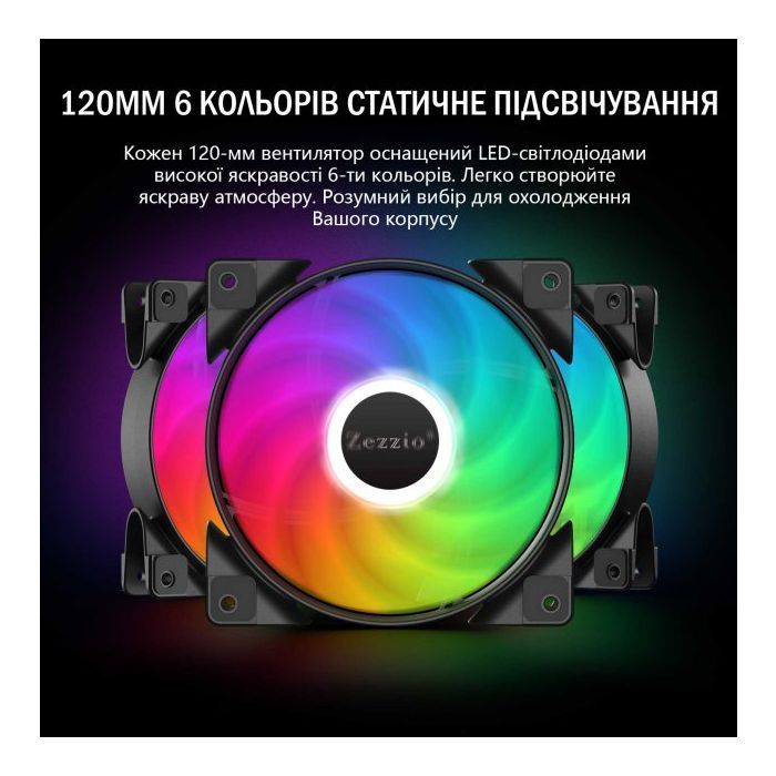 Кулер до корпусу Zezzio ZC-120 SRGB 3 in 1 Ki зображення 2