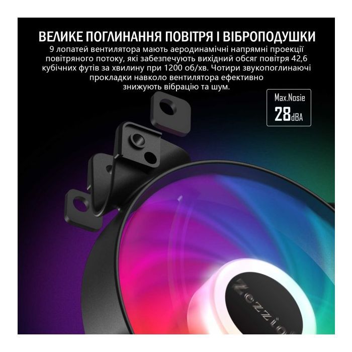 Кулер до корпусу Zezzio ZC-120 SRGB 3 in 1 Ki зображення 4