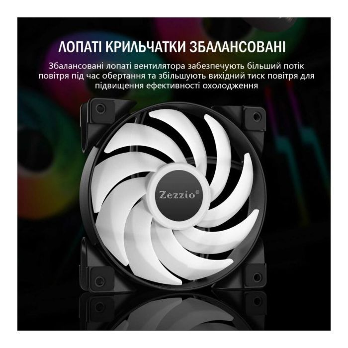 Кулер до корпусу Zezzio ZC-120 SRGB 3 in 1 Ki зображення 5