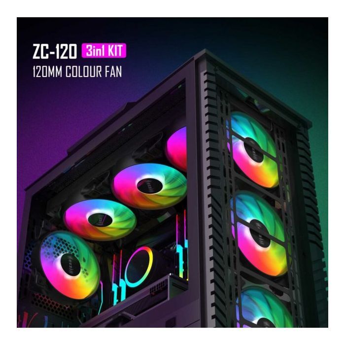 Кулер до корпусу Zezzio ZC-120 SRGB 3 in 1 Ki зображення 6