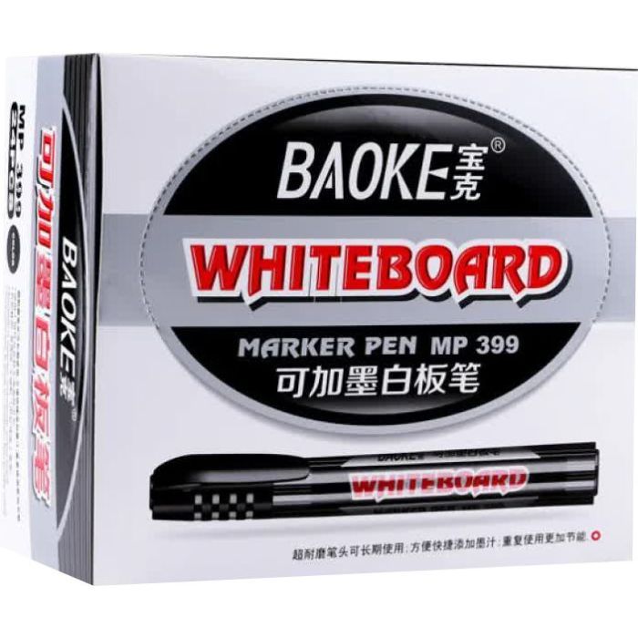 Маркер Baoke для сухостираемых досок, 2.5 мм черный 12 ш (MARK-BOA-BAO399B-12)