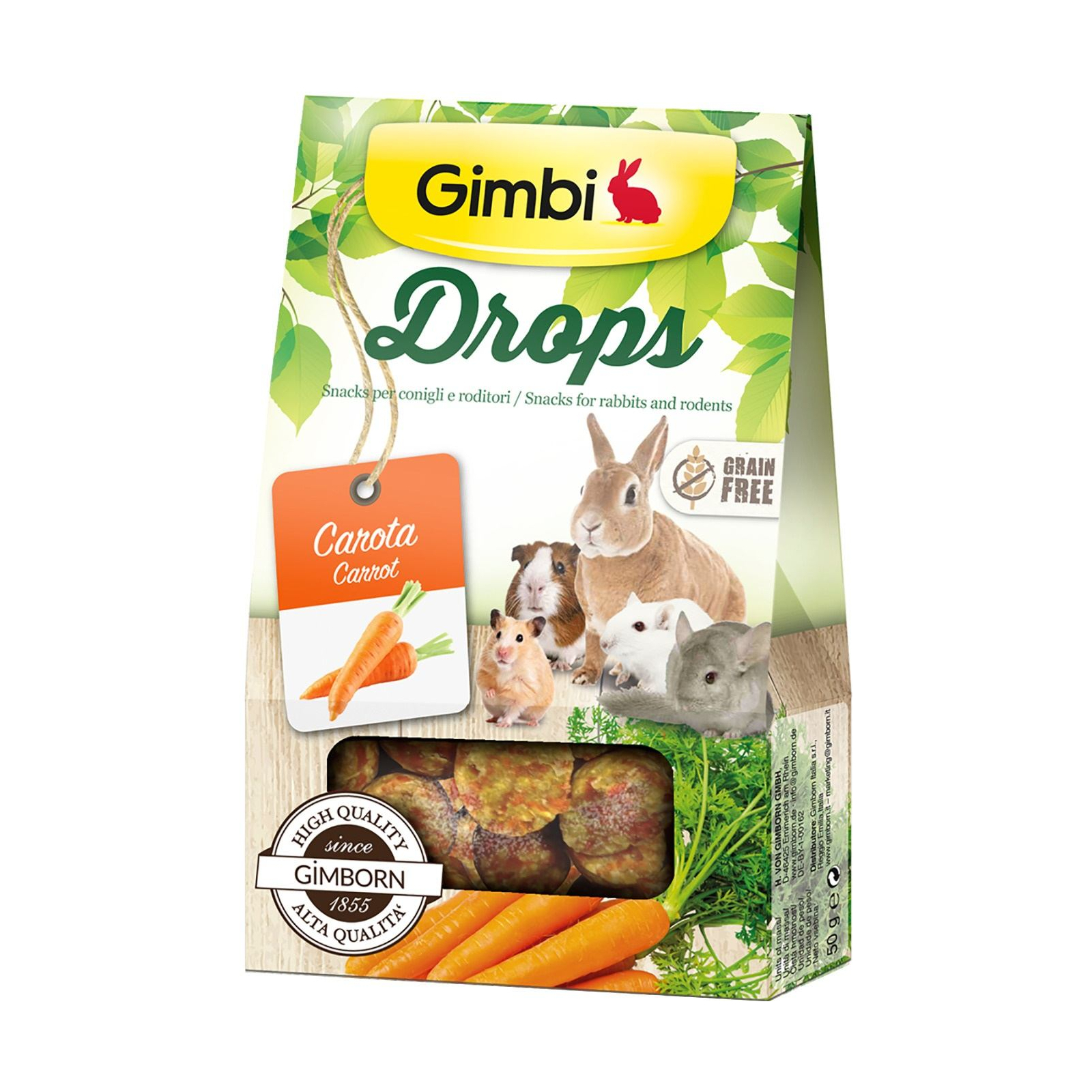 Лакомство для грызунов GimBi дропсы с морковью 50 г (4002064201856)