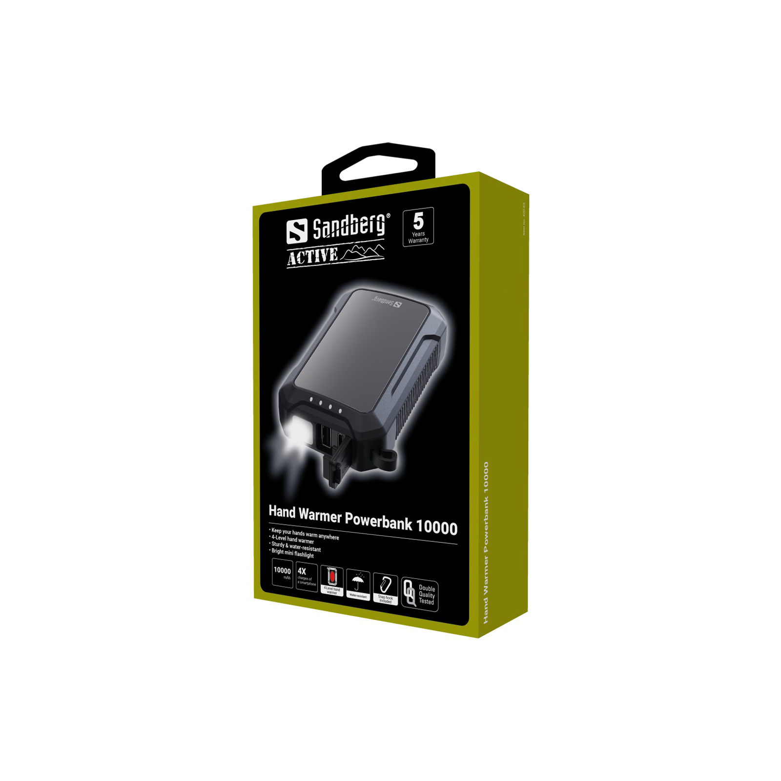 Батарея універсальна Sandberg 10000mAh, Hand Warmer, flashlight 1W, USB-C/USB-A 2A/5V (420-65) зображення 3