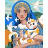 Картина по номерам Santi Украинка с котиком 40*50 см (954504)