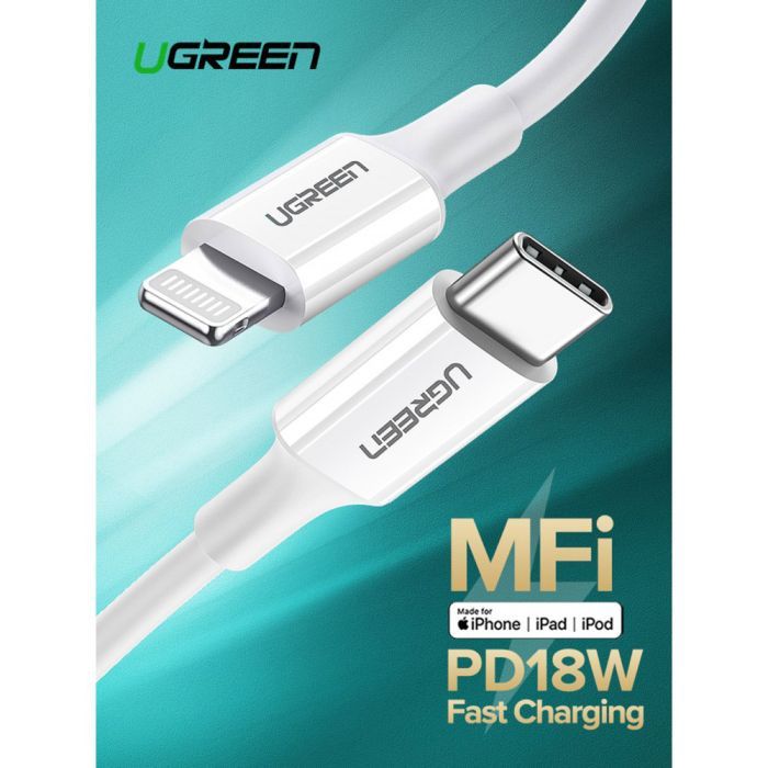 Дата кабель USB-C to Lightning 1.0m US171 MFI White Ugreen (US171/10493) изображение 4