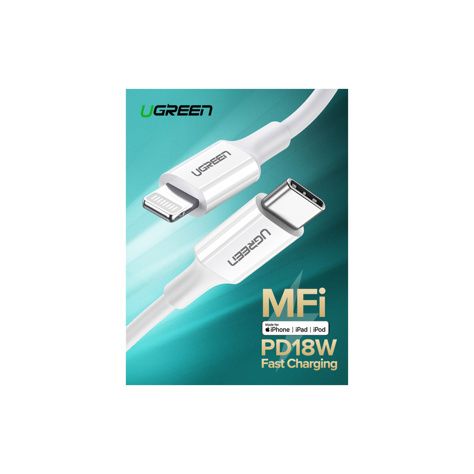 Дата кабель USB-C to Lightning 1.0m US171 MFI White Ugreen (US171/10493) зображення 4