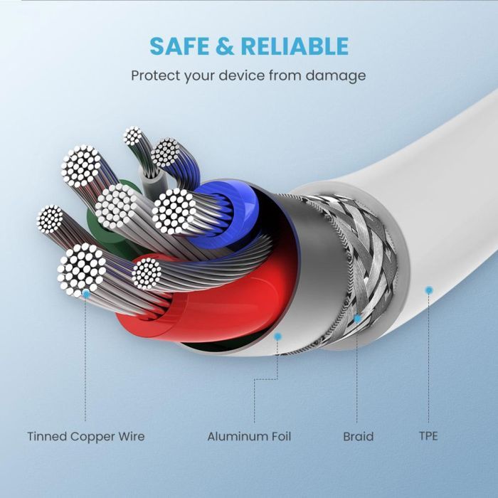 Дата кабель USB-C to Lightning 1.0m US171 MFI White Ugreen (US171/10493) изображение 7