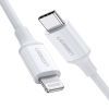 Дата кабель USB-C to Lightning 1.0m US171 MFI White Ugreen (US171/10493)