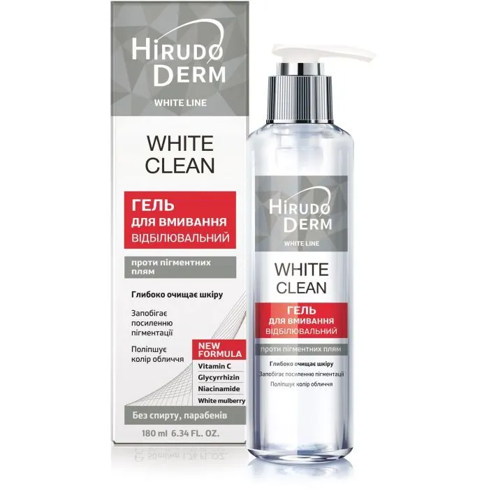 Гель для умывания Біокон Hirudo Derm White Line White Clean Отбеливающий 180 мл (4820008318732)