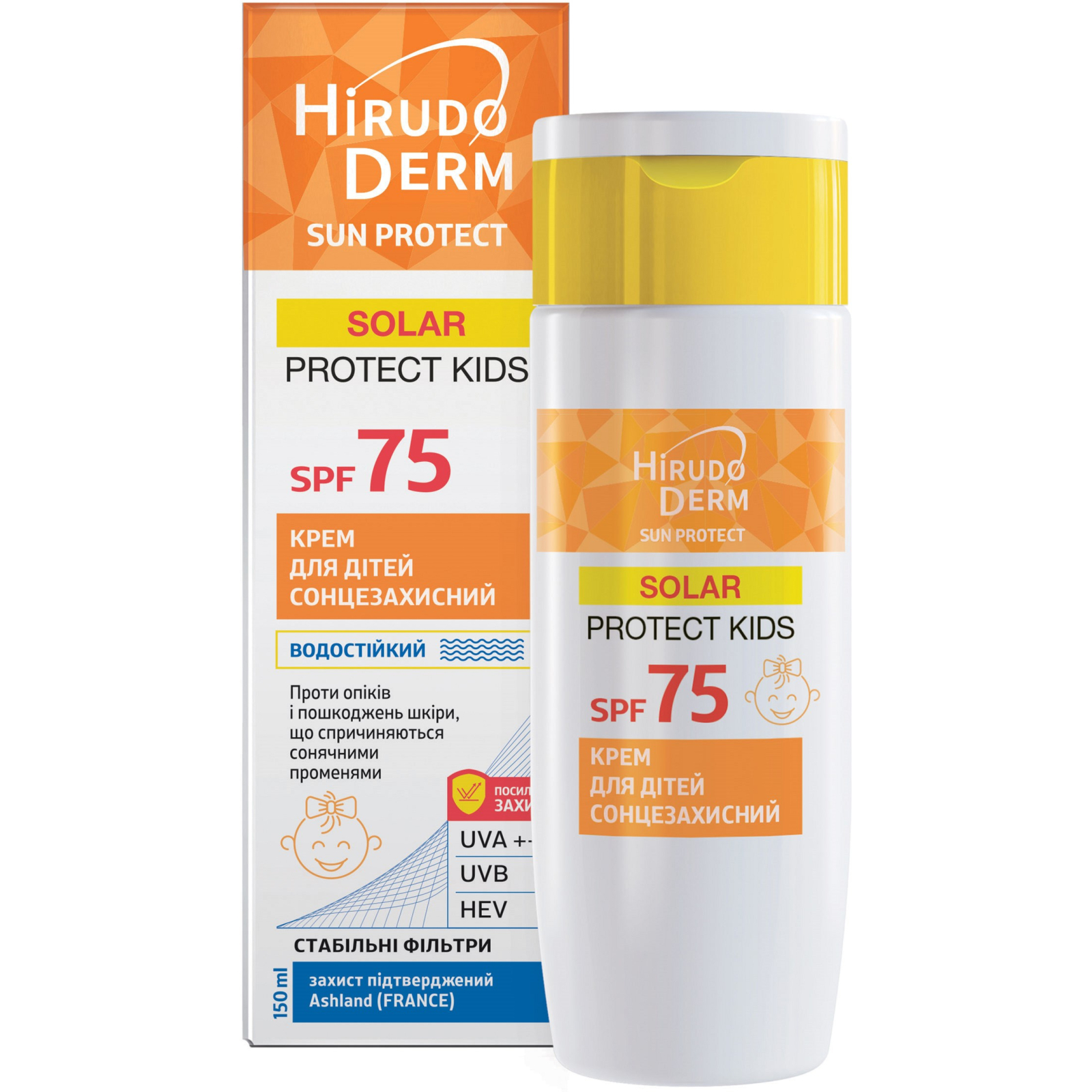 Средство от загара Біокон Hirudo Derm Sun Protect Solar Protect Kids SPF 75 Солнцезащитный крем для детей 150 мл (4820160038561)