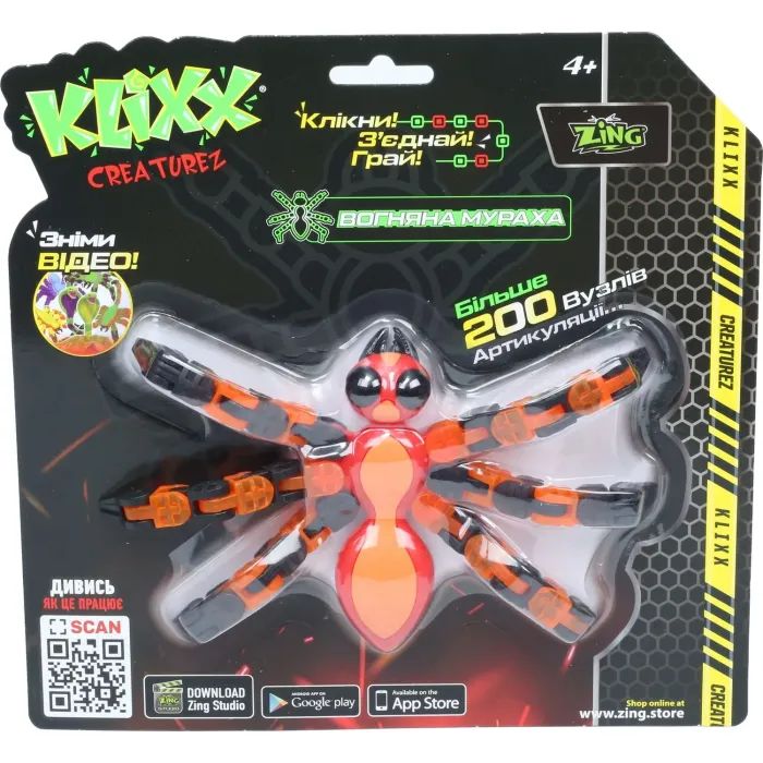 Фигурка Zing Klixx Creaturez - Fidget Огненная муравей красно-голубая (KX120_B) изображение 2