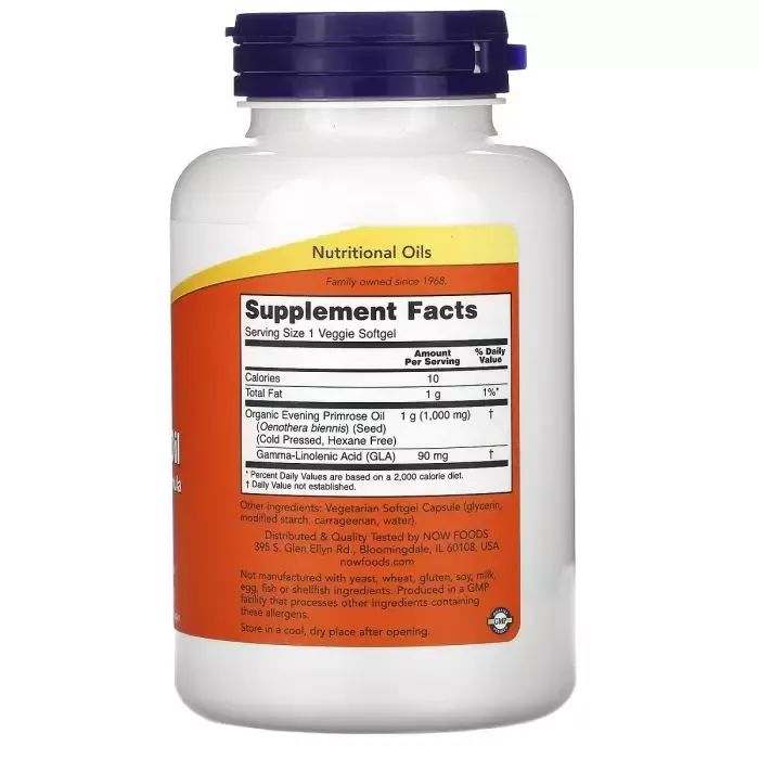 Травы Now Foods Масло Примулы Вечерней 1000 мг, Evening Primrose Oil, 90 вегетариан (NOW-01758) изображение 2