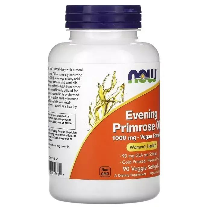 Травы Now Foods Масло Примулы Вечерней 1000 мг, Evening Primrose Oil, 90 вегетариан (NOW-01758) изображение 3