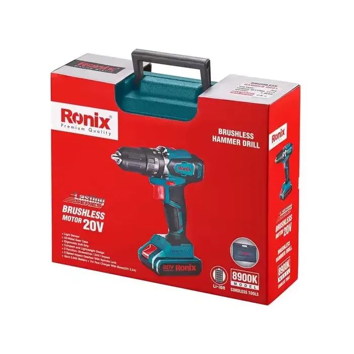 Шуруповерт Ronix ударный аккумуляторный 20В, 2Ah х 2 (8900K) изображение 11