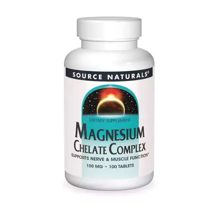 Минералы Source Naturals Магний Хелат, 100 мг, Magnesium Chelate Complex, 100 таблеток (SN0317)