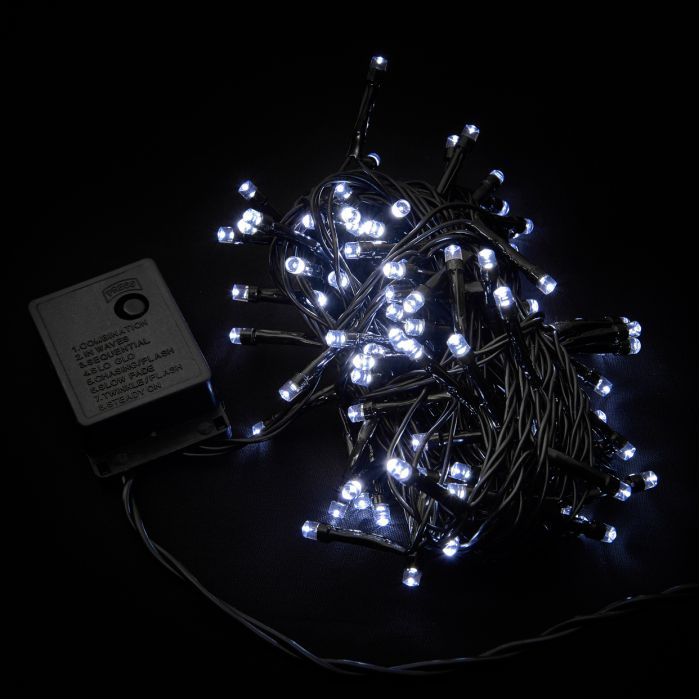 Гирлянда Delux STRING С 100 LED 5m белый/черный IP20 (90009493)