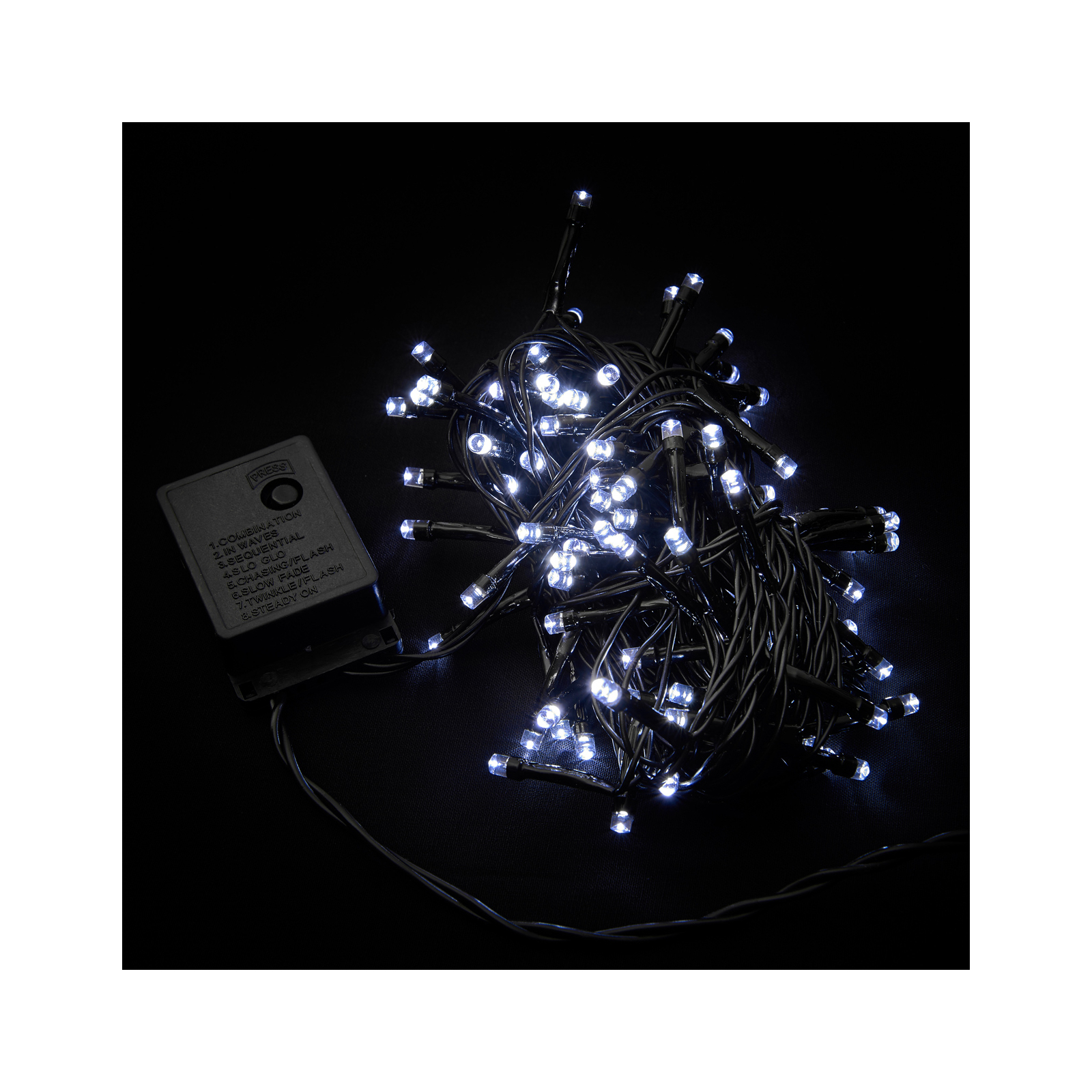 Гирлянда Delux STRING С 100 LED 5m белый/черный IP20 (90009493)