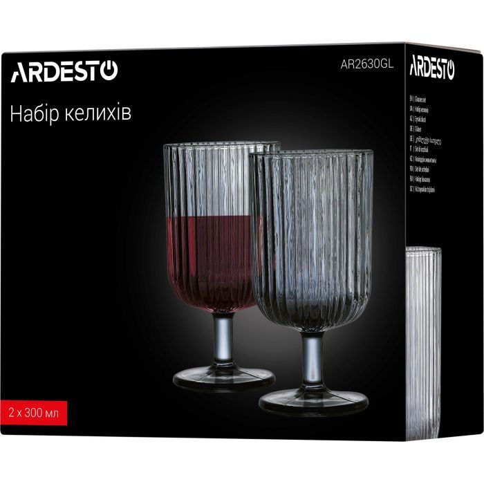 Набор бокалов Ardesto Graphite 300 мл 2 шт (AR2630GL) изображение 3