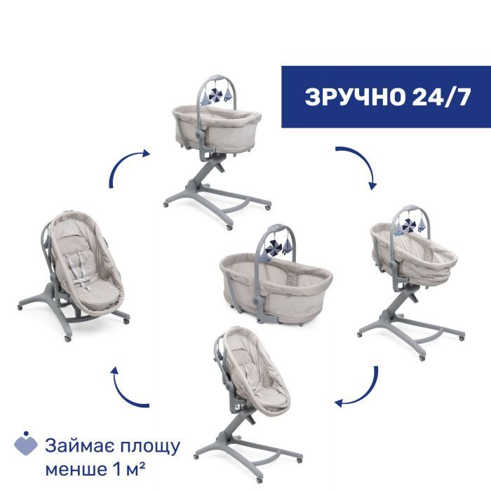 Кроватка Chicco Колыбель для новорожденного 5 в 1 Baby Hug Pro, бежевый (87076.96) изображение 2