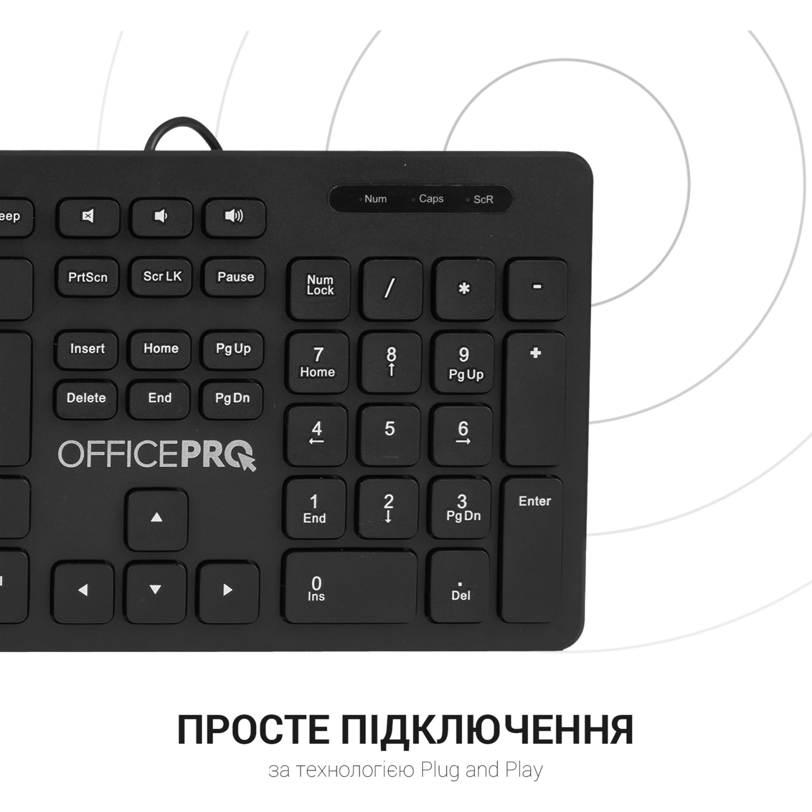 Клавіатура OfficePro SK276 USB Black (SK276) зображення 7