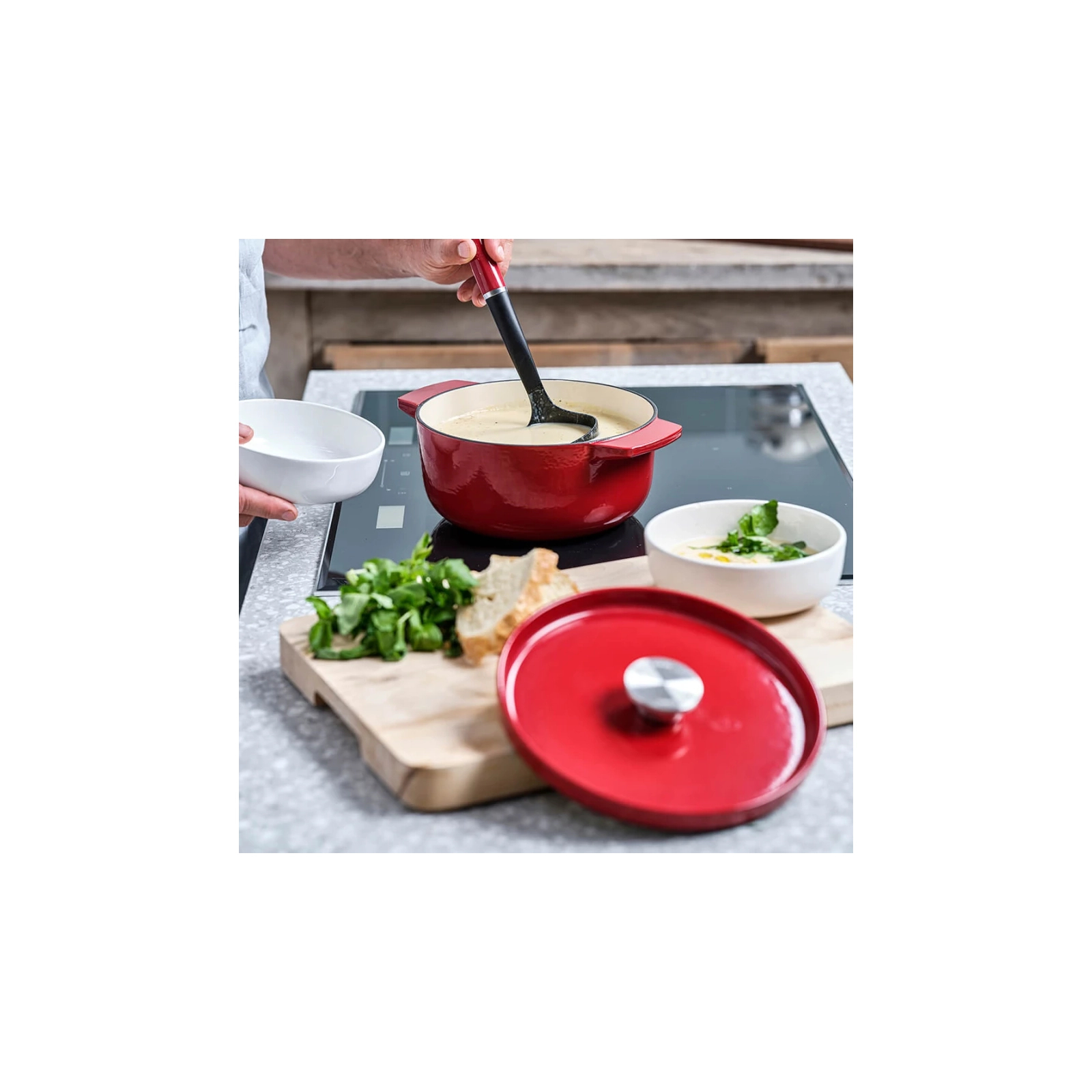 Каструля KitchenAid чавунна з кришкою 5,2 л Червона (CC006060-001) зображення 5