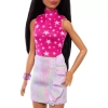 Кукла Barbie Fashionistas в розовом топе со звездным принтом в розовом цвете (HRH13) изображение 4