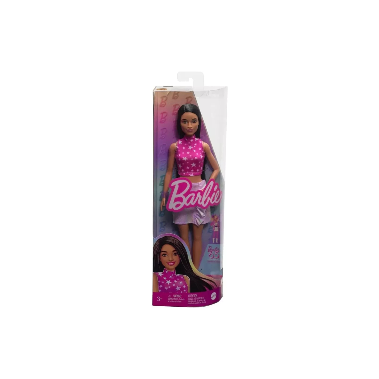 Кукла Barbie Fashionistas в розовом топе со звездным принтом в розовом цвете (HRH13) изображение 5