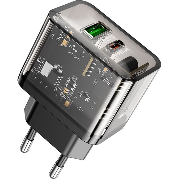 Зарядное устройство HOCO N34 Dazzling dual-port Black (6931474799166) изображение 2