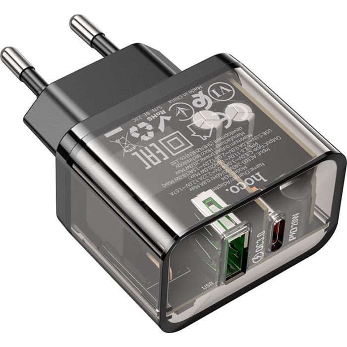 Зарядное устройство HOCO N34 Dazzling dual-port Black (6931474799166) изображение 3
