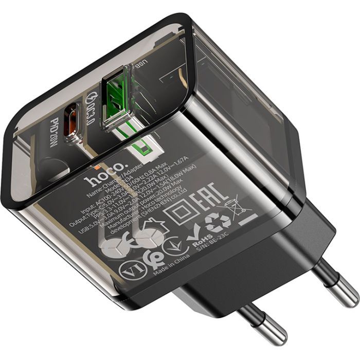 Зарядное устройство HOCO N34 Dazzling dual-port Black (6931474799166) изображение 4