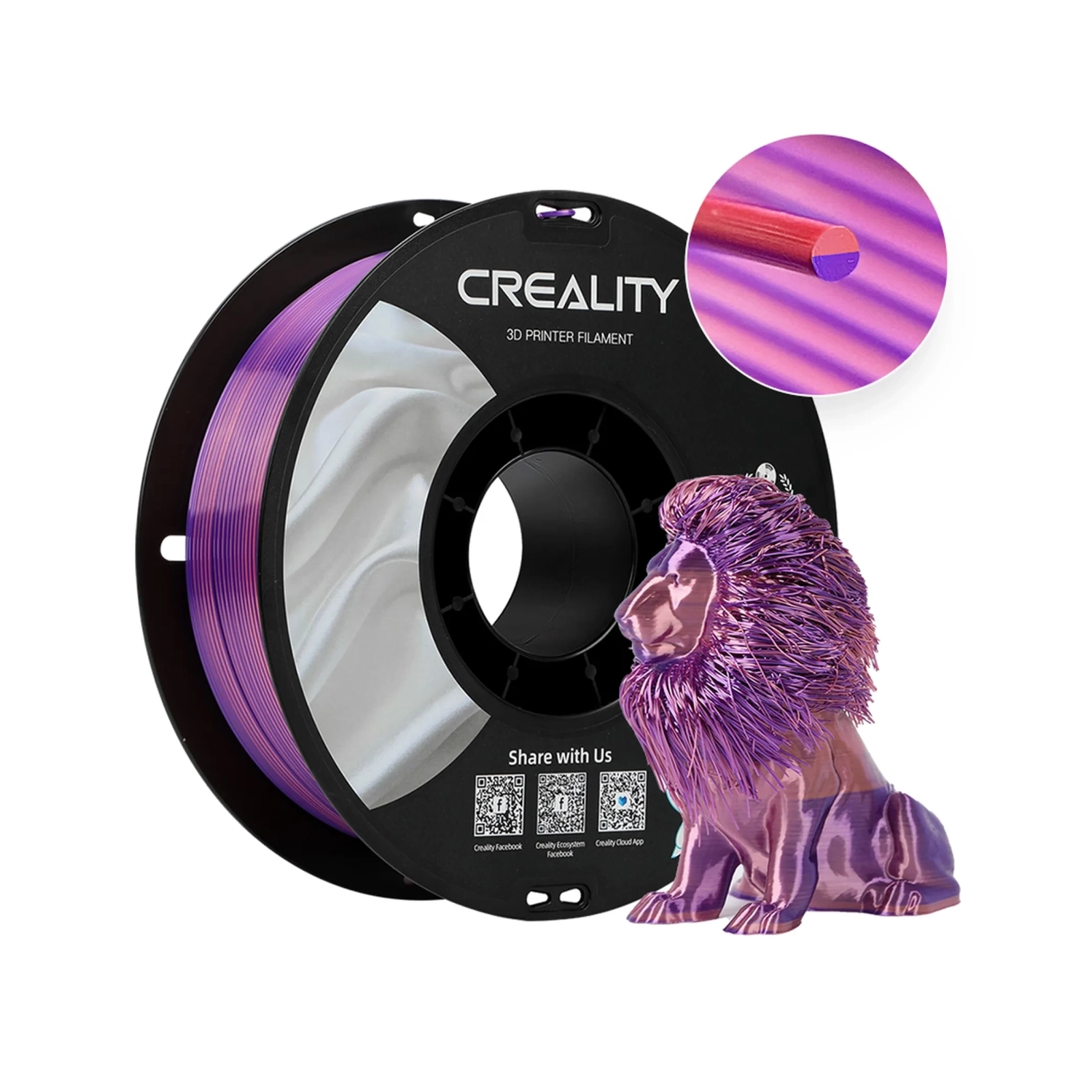Пластик для 3D-принтера Creality PLA silky shine 1кг, 1.75мм, pink-purple (3301120013)