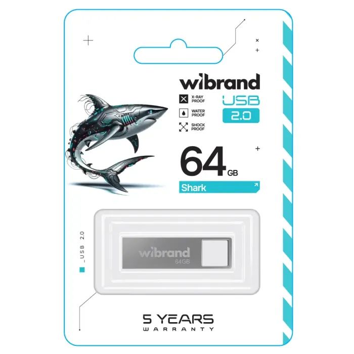 USB флеш накопитель Wibrand 32GB Shark Silver USB 2.0 (WI2.0/SH32U4S) изображение 2