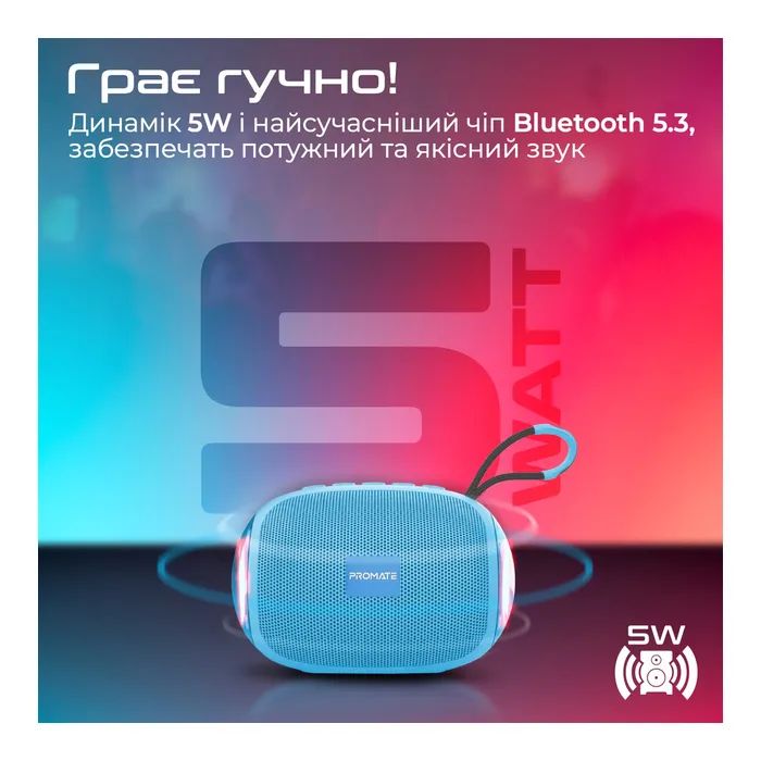 Акустична система Promate Capsule-3 Blue (capsule-3.blue) зображення 3
