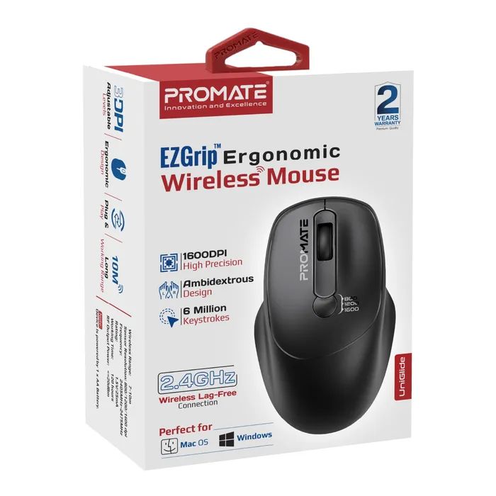Мышка Promate UniGlide Wireless Black (uniglide.black) изображение 2