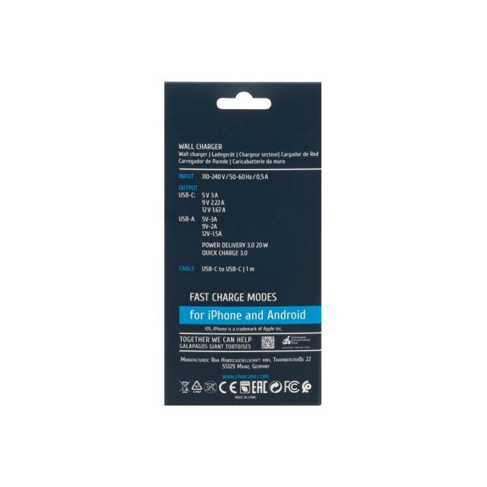 Зарядний пристрій RivaCase 1xUSB-C PD20W + 2xUSB QC3.0 + cable USB-C to USB-C white (PS4102 WD4 (White)) зображення 4