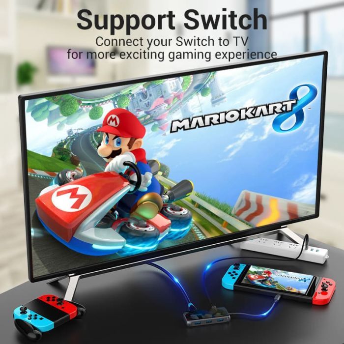 Концентратор Vention USB 3.1 Type-C to HDMI 4K60Hz/USB 3.0х3/RJ45/PD 87W 6-in-1 Mirrored Surface (TFFHB) зображення 4