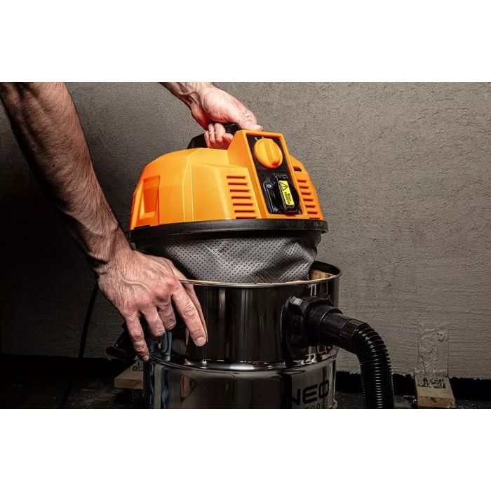 Пилосос будівельний Neo Tools 1600Вт, 18 кПа, 35л, HEPA, колеса, 7.5кг (04-739) зображення 9