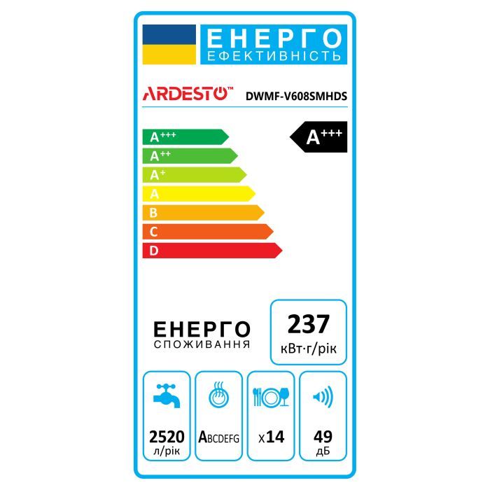 Посудомийна машина ARDESTO DWMF-V608SMHDS зображення 2