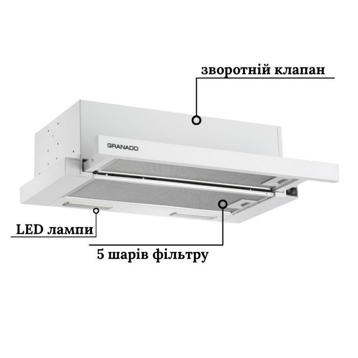 Витяжка кухонна GRANADO Telde 602-450 white (GCH316255) зображення 3