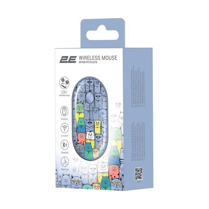 Мышка 2E MF300 PETSCATS Silent Wireless/Bluetooth Blue (2E-MF300WPETSBL) изображение 6